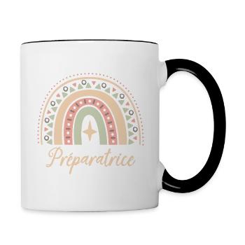 Cadeau Préparatrice. Boho Rainbow préparatrice. - Mug contrasté - blanc/noir - Droite