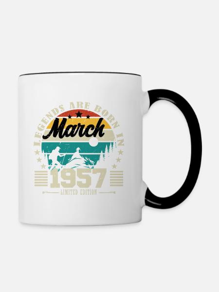 März 1957. Geburtstagsgeschenk März 1957. - Tasse zweifarbig - Weiß/Schwarz