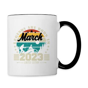 Mars 2023. Cadeau d'anniversaire mars 2023. - Mug contrasté - blanc/noir - Droite