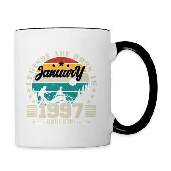Janvier 1997. Cadeau d'anniversaire janvier 1997. - Mug contrasté - blanc/noir - Droite