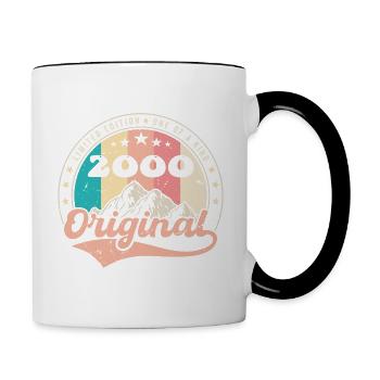 Geburtstagsgeschenk 2000 Frauen | Jahrgang 2000 - Tasse zweifarbig - Weiß/Schwarz - Rechts