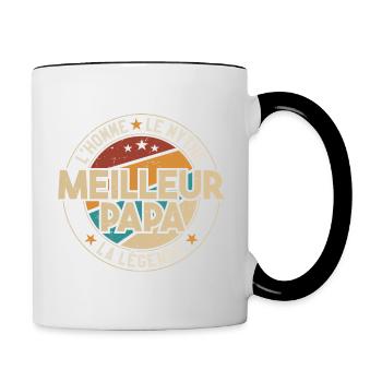 Meilleur Papa Cadeau Papa Meilleur Père - Mug contrasté - blanc/noir - Droite
