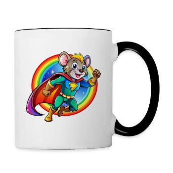 Souris de super-héros - Mug contrasté - blanc/noir - Droite