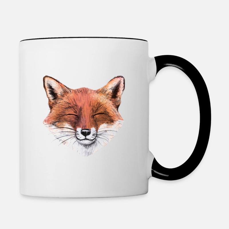 renard heureux - Mug contrasté - blanc/noir