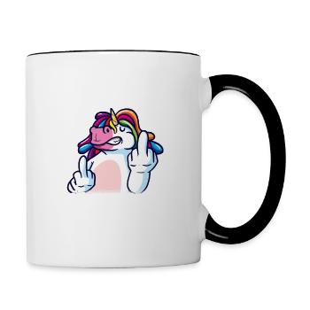 Aus dem Weg du unnötiger Sozialkontakt Einhorn - Tasse zweifarbig - Weiß/Schwarz - Rechts