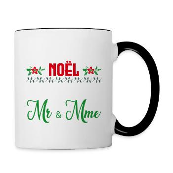 Notre premier Noël en tant que Mr. et Mme - Mug contrasté - blanc/noir - Droite