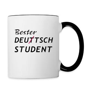Bester Deutsch Student - Tasse zweifarbig - Weiß/Schwarz - Rechts