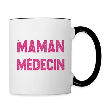 J'ai deux titres maman et Médecine. Cadeau Maman - Mug contrasté - blanc/noir - Droite