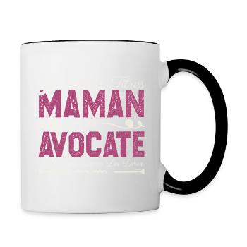 J'ai deux titres maman et Avocate. Cadeau Maman - Mug contrasté - blanc/noir - Droite