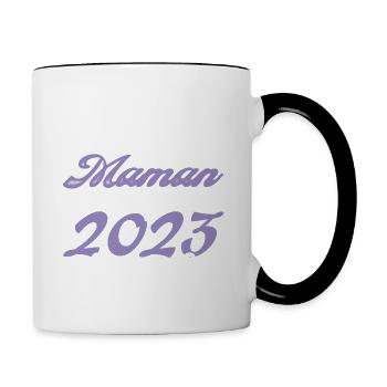 Annonce grossesse. bientôt Maman Septembre 2023. - Mug contrasté - blanc/noir - Droite