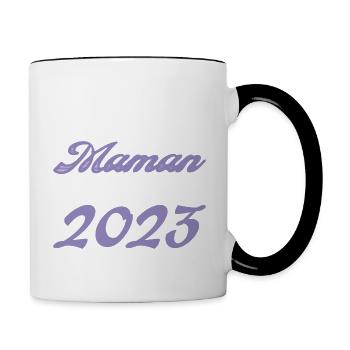 Annonce grossesse. bientôt Maman Février 2023.mama - Mug contrasté - blanc/noir - Droite