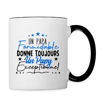 Papa Formidable Donne Toujours Papy Exceptionnel - Mug contrasté - blanc/noir - Droite