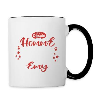 Cadeau Homme déja pris par Emy - Mug contrasté - blanc/noir - Droite