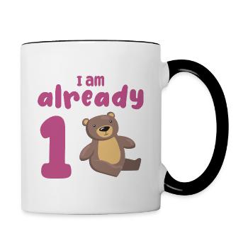 Ich bin bereits 1 Jahr alt 1. Geburtstag - Tasse zweifarbig - Weiß/Schwarz - Rechts