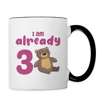 J’ai 3 ans, 3ème anniversaire ou cadeau - Mug contrasté - blanc/noir - Droite