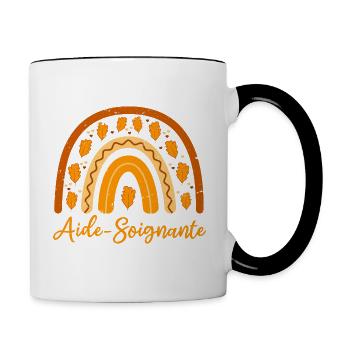 Zum besten aide_soignante | gewählt Bezugsperson - Tasse zweifarbig - Weiß/Schwarz - Rechts