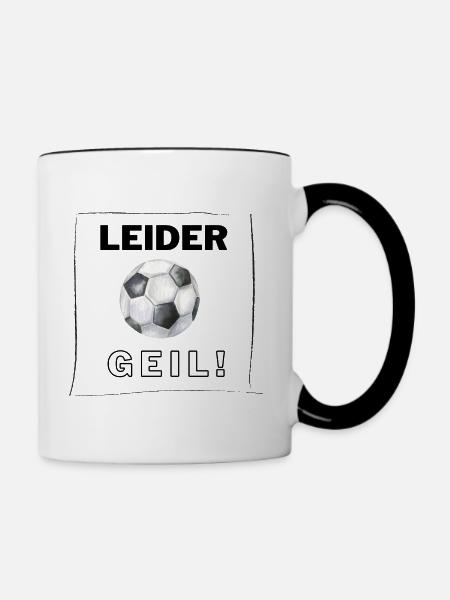 Fußball - Leider geil! - Tasse zweifarbig - Weiß/Schwarz
