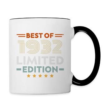 Retro 1932 Vintage 92. Geburtstagsgeschenk 92 Jahre alt - Tasse zweifarbig - Weiß/Schwarz - Rechts