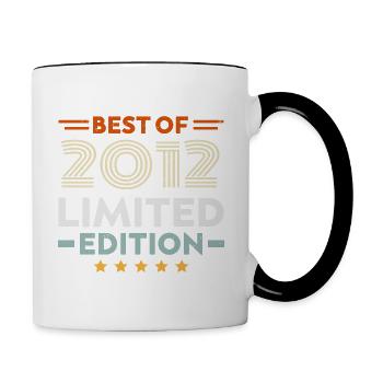 Retro 2012 Vintage Geschenk 12. Jubiläum 12 Jahre - Tasse zweifarbig - Weiß/Schwarz - Rechts