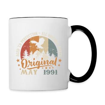 Cadeau d’anniversaire mai 1991 1991 mai - mai 1991 - Mug contrasté - blanc/noir - Droite