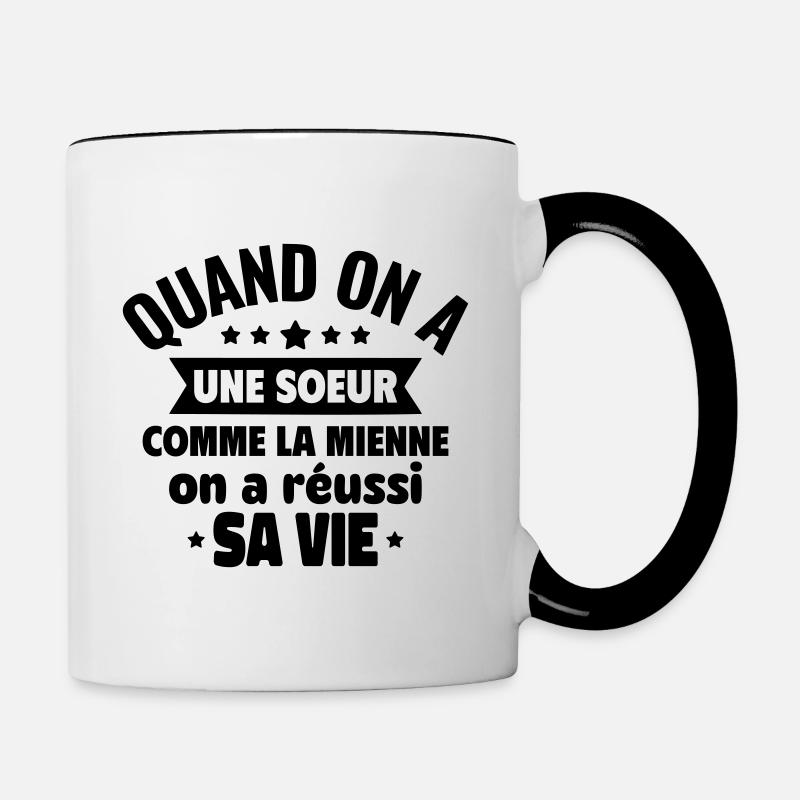Une sœur comme la mienne, c’est du bonheur - Mug contrasté - blanc/noir