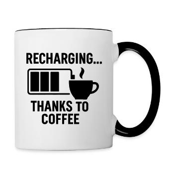 Coffee charges me - Contrasting Mug - white/black - Right