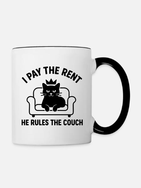 Lustige Katze Herr des Sofas - Tasse zweifarbig - Weiß/Schwarz