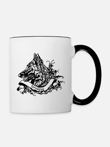 Tervueren Malionis sur Retro Banner - Mug contrasté - blanc/noir