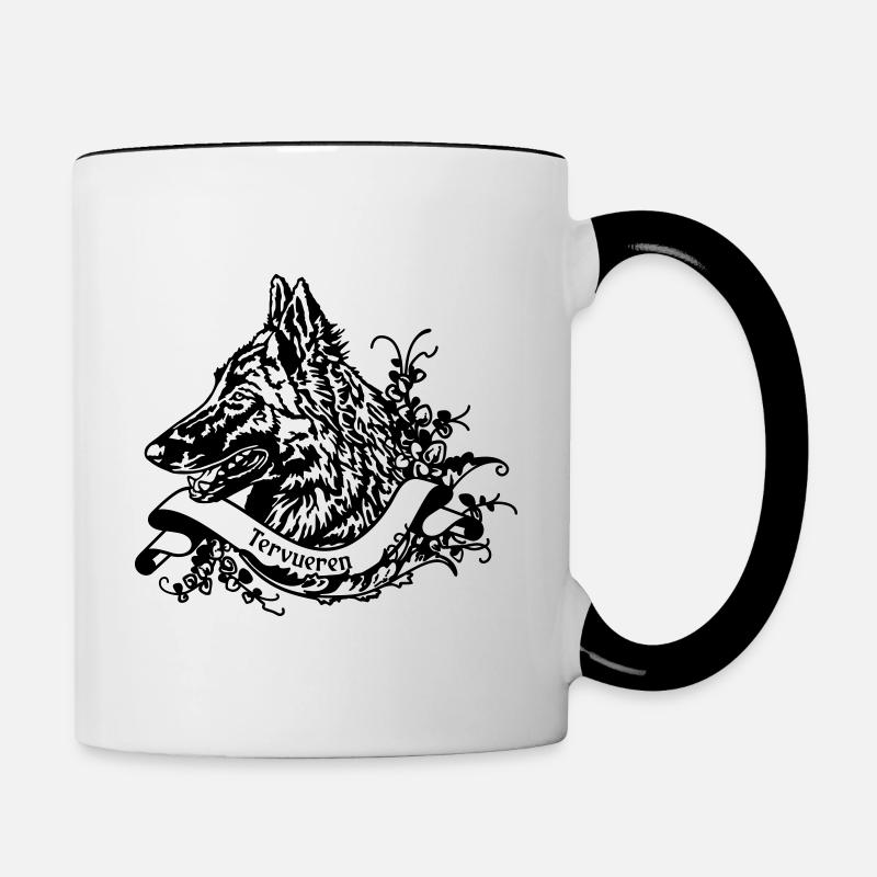 Tervueren Malionis sur Retro Banner - Mug contrasté - blanc/noir