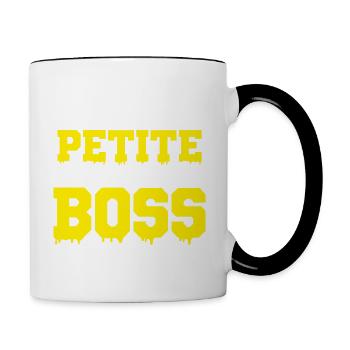 je suis peut-être petite mais c est moi le Boss - Mug contrasté - blanc/noir - Droite