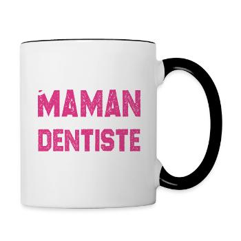 J'ai deux titres maman et Dentiste. Cadeau Maman - Mug contrasté - blanc/noir - Droite