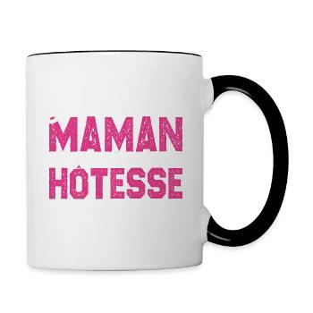 J'ai deux titres maman et Hôtesse. Cadeau Maman - Mug contrasté - blanc/noir - Droite