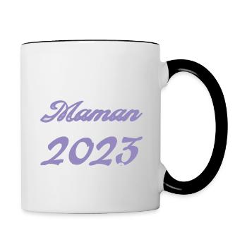 Annonce grossesse. bientôt Maman Novembre 2023.mam - Mug contrasté - blanc/noir - Droite
