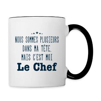 on est plusieurs dans ma tête - T-shirt Humour - Mug contrasté - blanc/noir - Droite