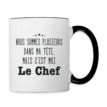 On est plusieurs dans ma tête - Humour - Mug contrasté - blanc/noir - Droite