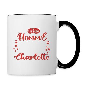 Cadeau Homme déja pris par Charlotte - Mug contrasté - blanc/noir - Droite