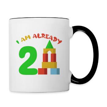 J’ai déjà 2 ans 2ème anniversaire - Mug contrasté - blanc/noir - Droite