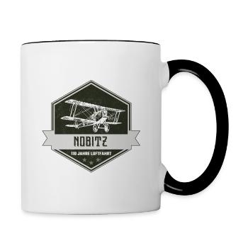 Ostthüringen Merch - Flughafen Nobitz - Tasse zweifarbig - Weiß/Schwarz - Rechts