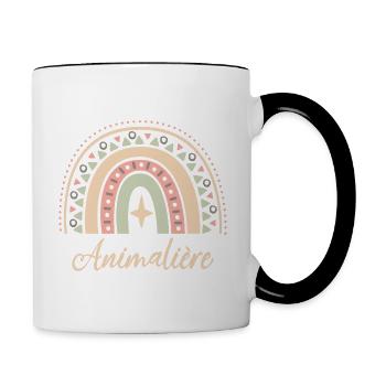 Cadeau Animalière. Boho Rainbow animalière. - Mug contrasté - blanc/noir - Droite