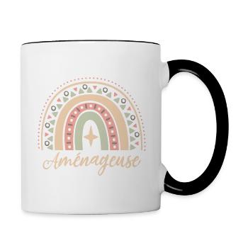 Cadeau Aménageuse. Boho Rainbow aménageuse. - Mug contrasté - blanc/noir - Droite