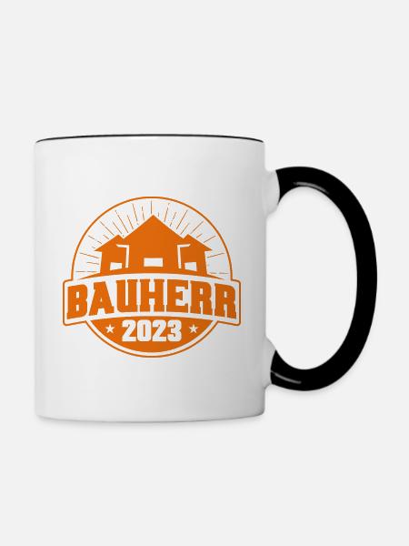 Bauherr 2023 Bauherr Geschenk - Tasse zweifarbig - Weiß/Schwarz