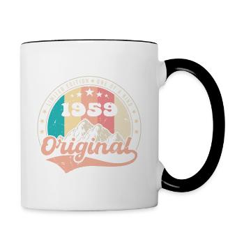 Geburtstagsgeschenk 1959 Frau | Jahrgang 1959 - Tasse zweifarbig - Weiß/Schwarz - Rechts