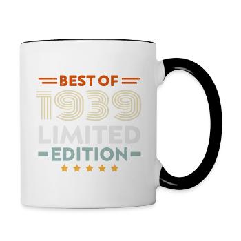 Retro 1939 Vintage 85. Geburtstagsgeschenk 85 Jahre alt - Tasse zweifarbig - Weiß/Schwarz - Rechts