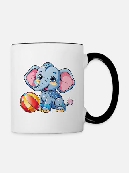 Spielender Babyelefant - Tasse zweifarbig - Weiß/Schwarz