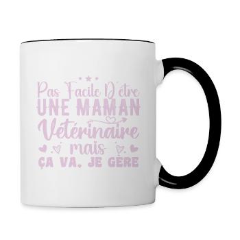 Mama Tierarzt Geschenkidee Beruf Zitat - Tasse zweifarbig - Weiß/Schwarz - Rechts