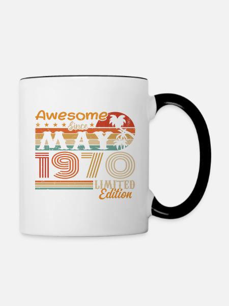 Mai 1970 - Jahrgang 1970 Jubiläum - Mai 1970 - Tasse zweifarbig - Weiß/Schwarz