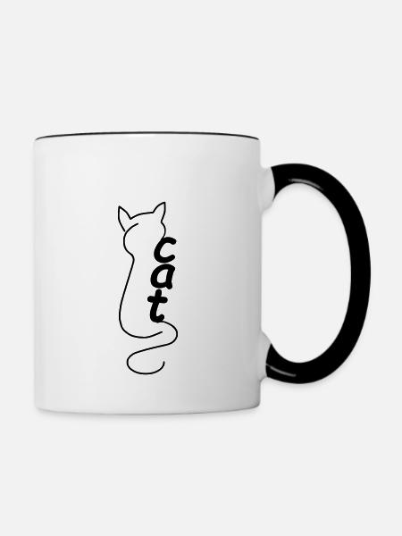 Katze - Tasse zweifarbig - Weiß/Schwarz