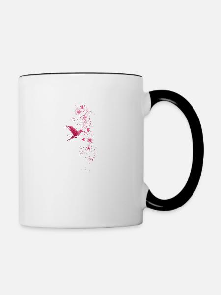 sternsterne,weiss,illustration,stern,kolibri,vogel - Tasse zweifarbig - Weiß/Schwarz