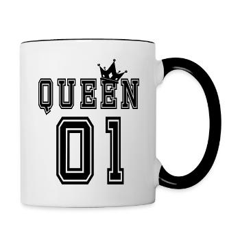 Queen 01 Motif Complémentaire Pour Couples - Mug contrasté - blanc/noir - Droite