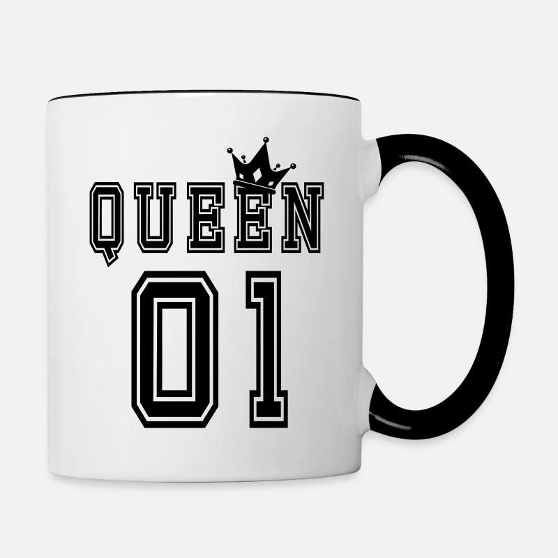 Valentinstag Partnershirt Queen Krone 01 - Tasse zweifarbig - Weiß/Schwarz